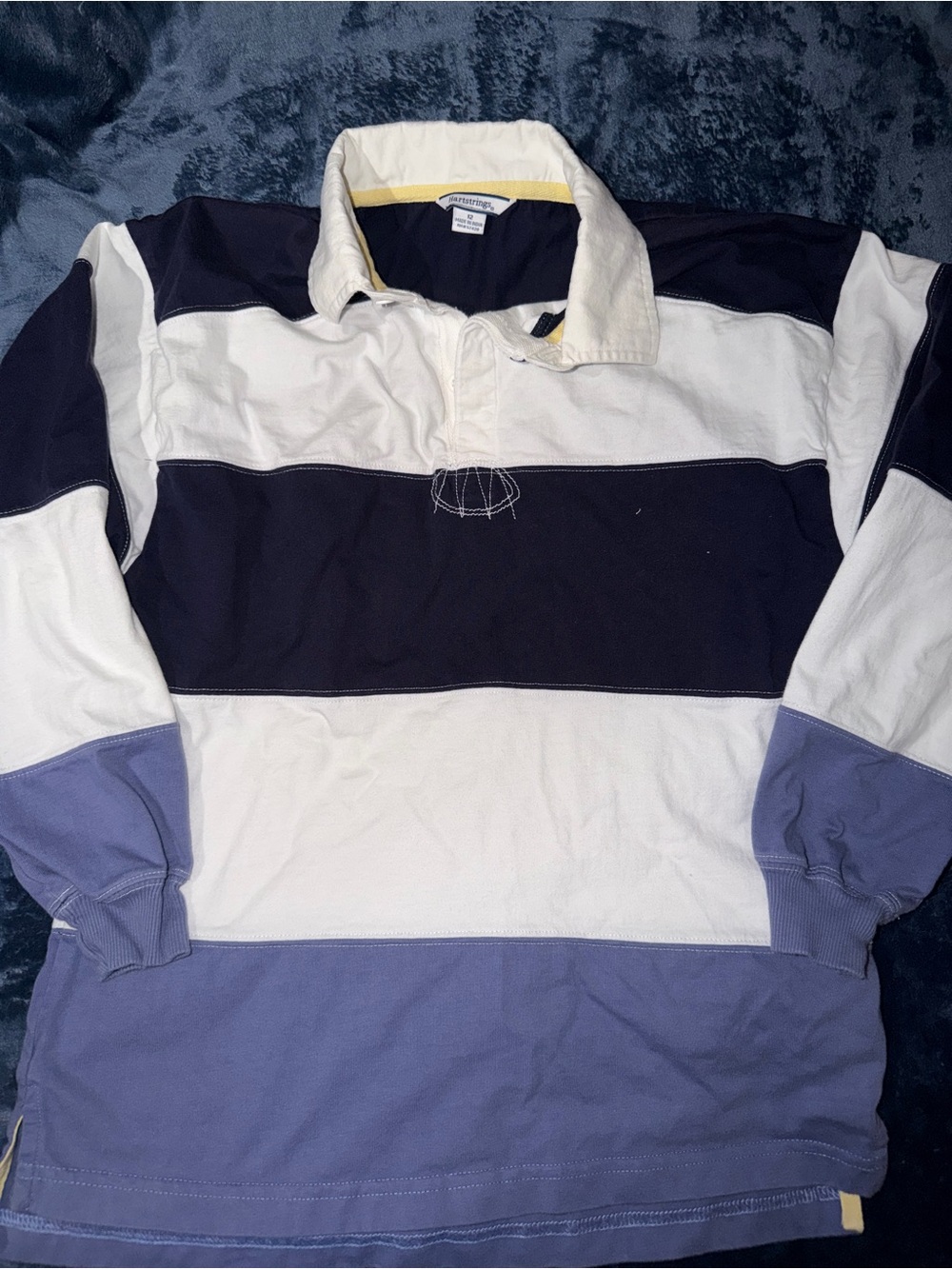 Hartstrings Navy, White & Lavender Striped Rugby Shirt